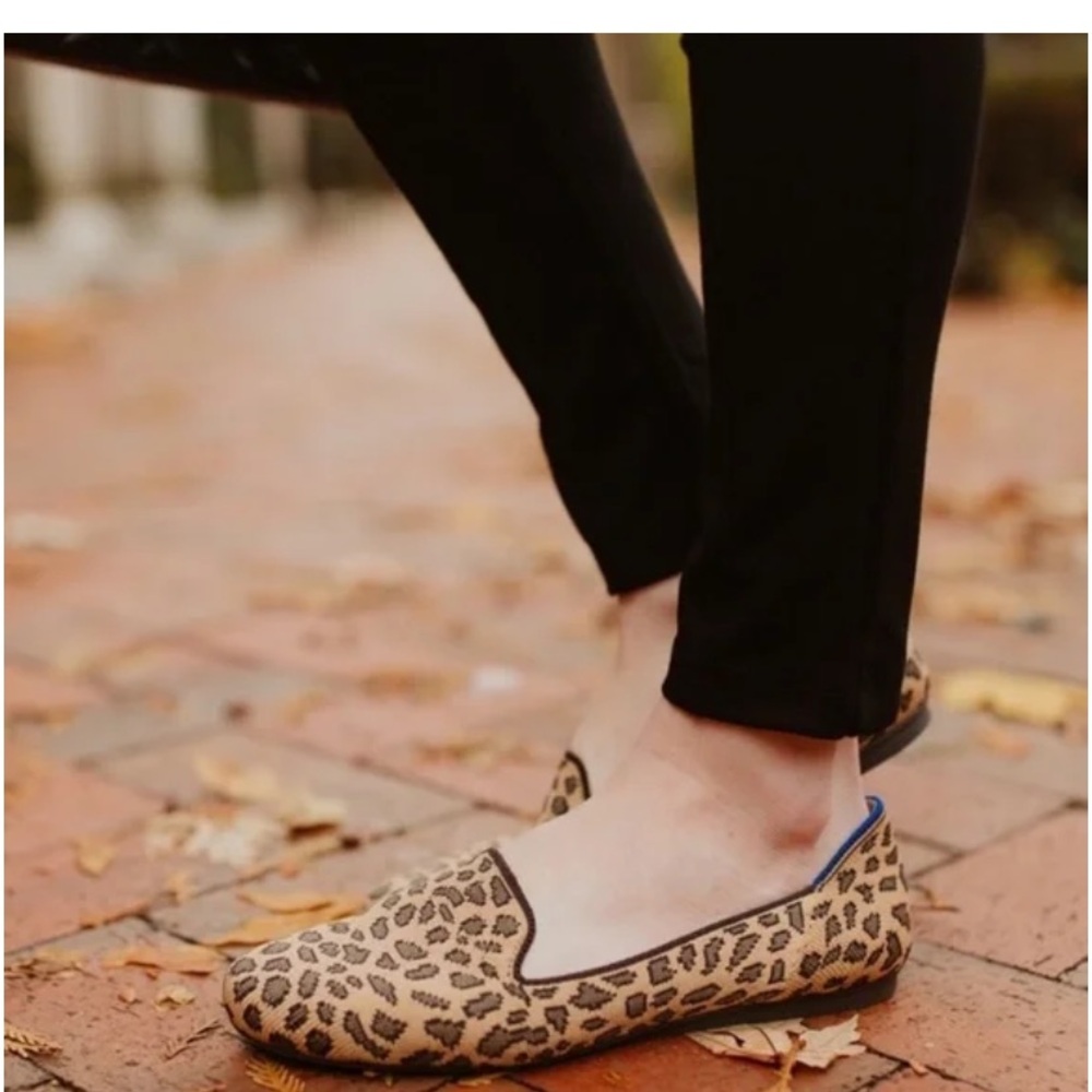 Rothy's Leopard Print Flats with Blue Accent